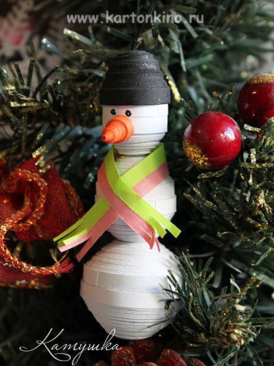 Снеговик - новогодняя поделка своими руками в технике квиллинг