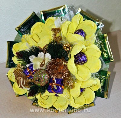 Крокусы из конфет и гофрированной бумаги. Мастер Класс 1. Crepe paper flowers. Paper crocuses